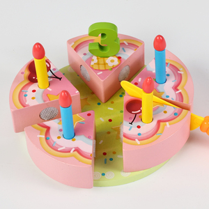 Casa de juegos de simulación de madera bonita para niños, bloques de pastel de cumpleaños cortados, juego de <span class=keywords><strong>juguetes</strong></span> de cocina de simulación para niñas de 3 a 6 años - Product Image 3