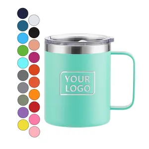 customizable 12oz 14oz 16oz double wall Insulated Coffee Mug Stainless Steel Travel Tumbler Cup with Handle