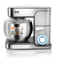 Robot pâtissier RAF 6,0 L 1300 W 6 vitesses avec fonction Pulse, bol en acier inoxydable, crochet pétrisseur, fouet, batteur, machine de cuisine avec racloir R.6610