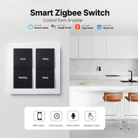Interrupteur intelligent Merten Zigbee/Wi-Fi, blanc, panneau en verre trempé effet peau, 3 gangs, fil neutre, IP20, 16A, pour maison intelligente