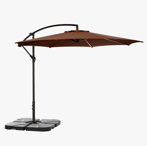 <span class=keywords><strong>Parasol</strong></span> moderne coupe-vent anti-<span class=keywords><strong>UV</strong></span>, <span class=keywords><strong>parasol</strong></span> d'extérieur, <span class=keywords><strong>parasol</strong></span> de piscine rond brun avec manivelle et base - Product Image 2