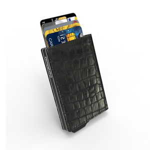 ที่ใส่บัตรอลูมิเนียม CardHoda ป้องกัน RFID แบบพับได้ กระเป๋าสตางค์สั้นสำหรับทุกเพศ ลายหนังจระเข้ ดีไซน์มินิมอล - Product Image 5