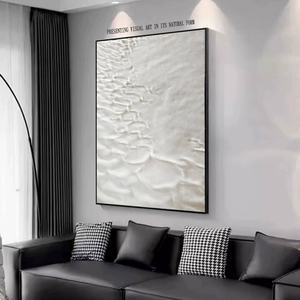 Peinture à l'huile et acrylique texturée personnalisée, peinte à la main, art paysager chinois minimaliste, décoration murale pour salle à manger, avec des éléments naturels - Product Image 3