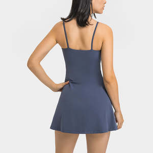 Penjualan Terbaik rok Golf Tenis punggung terbuka seksi wanita olahraga nilon lembut 2 in 1 gaun Yoga - Product Image 4