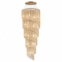 Lustre en cristal en spirale longue de luxe moderne Senfey pour hall à double hauteur, hall d'hôtel, éclairage de projet