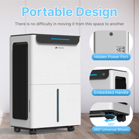 Déshumidificateur à compresseur HASHONE 12L pour usage domestique avec panneau de commande tactile, écran LED, déshumidificateur d'air électrique pour la maison