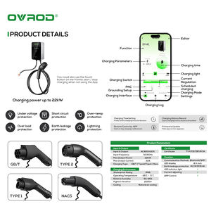 Ovord Ev caricabatterie tipo 2 Ev stazioni di ricarica per veicoli veloci adattatore 32a 7kw 22kw caricabatteria per auto elettrica con controllo App - Product Image 5