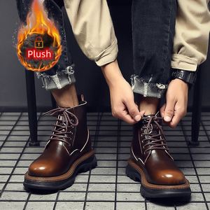 New Men's <b>Boots</b> Cowhide Casual Large Shoes High Top Outdoor Work <b>Boots</b> - Product Image 4