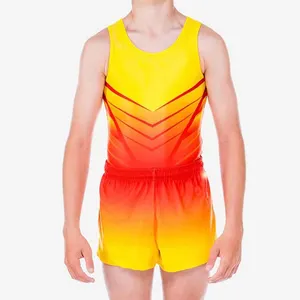 Club scolaire, garçon, jeune, spandex, entraînement de gymnastique, compétition de sublimation personnalisée, justaucorps de gymnastique pour hommes adultes