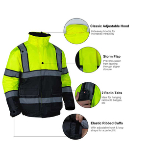 Chaqueta de Seguridad Reflectante de <span class=keywords><strong>Alta</strong></span> <span class=keywords><strong>Visibilidad</strong></span> para Trabajadores de la Construcción Vial, ANSI Clase 3, Resistente, 300D Oxford, Impermeable, para Invierno - Product Image 4
