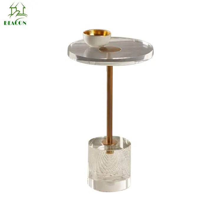 Transparent Acrylic Coffee Table, Modern Style, Gold, Round, Clear Acrylic, side End Table для Living Room, Luxury Design