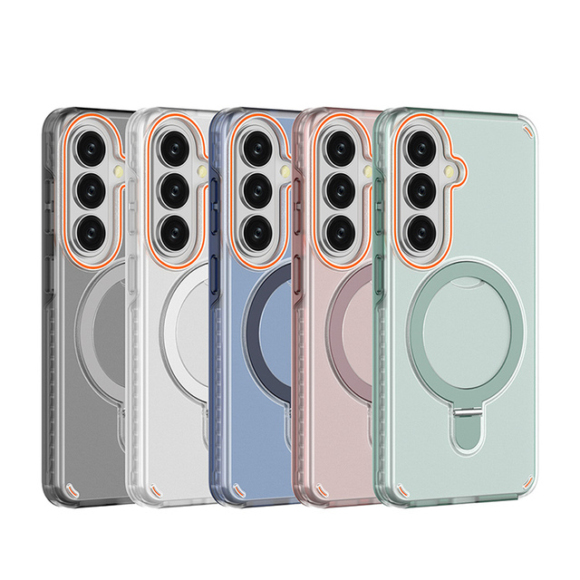 For Samsung S24 Ultra S25 Plus S26 Luxury Shockproof Magnetic Phone Case Matte Back Cover with Stand Luxury Phone Case