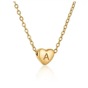 Collar con Colgante de Corazón de Acero Inoxidable, Joyería con Colgante de Corazón, Diseño de Letra M - Product Image 2