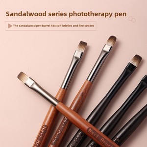 Juego de 3 pinceles de sándalo japonés para decoración de uñas, pinceles grandes planos, redondos, ovalados, para gel UV con tapa - Product Image 1
