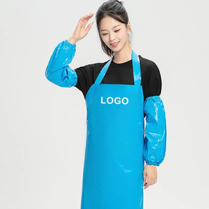 <strong>White</strong> Color Sleeveless Adult <strong>Apron</strong> Reusable Eco-Friendly Waterproof Oil-proof PVC Leather Waist Kitchen Canteen Meal Lined - Product Image 3
