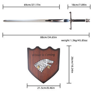 Espada Longclaw de 35 Pulgadas de Juego de Tronos con Placa para Pared |   Arma Familiar de <span class=keywords><strong>Jon</strong></span> <span class=keywords><strong>Snow</strong></span> Stark - Product Image 6