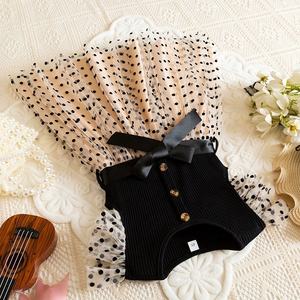 Robe en dentelle à manches courtes pour filles, robes de fête pour filles, robe à pois pour bébé - Product Image 2