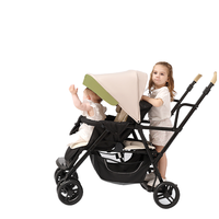 Poussette Jumelle Classique de Luxe T12 Pliable et Ajustable pour Bébé, avec Siège pour Enfants – Vente en Gros