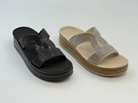 Sandales compensées de créateur de haute qualité, nouveau style, chaussures d'été à plateforme, pantoufles habillées, ornements en strass brillants, prix usine
