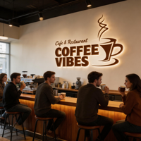 Enseigne personnalisée en acrylique rétroéclairée par LED, lettres 3D lumineuses, enseigne de nom de café, enseigne de logo LED pour intérieur/extérieur, boutique, magasin