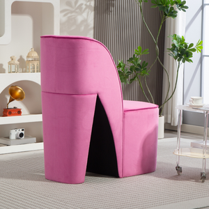 Chaise longue moderne rose en velours à talons hauts pour la maison, le bureau, la chambre à coucher ou l'appartement Chaise de loisirs en fer pour le salon - Product Image 5