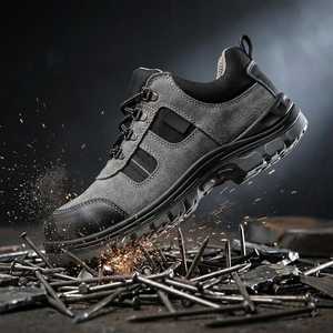 Chaussures de sécurité en PU de qualité supérieure avec semelle double densité, plaque intermédiaire en acier Kevlar et doublure respirante pour usage industriel – En vente - Product Image 1
