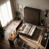 Ensemble de chambre minimaliste en gros pour usine avec miroir LED et armoire, mobilier de chambre combiné pour la maison et l'hôtel