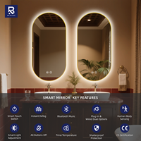 Espejo de Baño Ovalado LED de Pared con Logotipo Personalizado, Antivaho, Interruptor Táctil Inteligente, Uso en Hoteles, Venta Directa de Fábrica, Uso Europeo