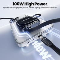 Câble USB C rétractable Toocki 100W à charge rapide, organisation de bureau soignée, câble de charge Type C vers Type C pour le bureau et la maison