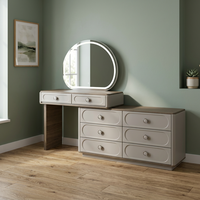 Table de maquillage multifonctionnelle moderne et écologique en bois massif durable avec miroir sur pied et rangement intégré