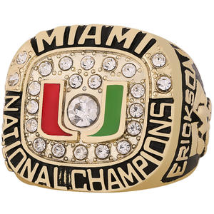 高品质1991迈阿密飓风冠军戒指可定制厂家直销NCAA外壳镀金锌合金材料低 - Product Image 1