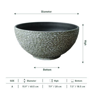 Bol de jardin léger en pierre de résine, finition pierre, grand pot pour lotus, nénuphar - Product Image 3