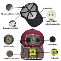 Gorra de Camionero Personalizable con Diseño de Herradura Metálica en 3D, Gorra de Vaquero Mexicana de Malla, Estilo Étnico Occidental, para Pesca y Uso Casual