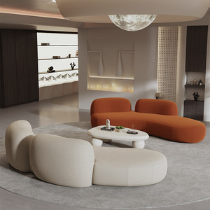 Set di Divani Componibili Contemporanei per Reception con Schienale Arrotondato, Rivestimento in Tessuto Resistente e Facile da Pulire per Soggiorno - Product Image 1