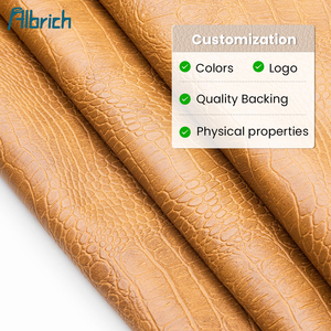 Telas de cuero reciclado Pvc con estampado de cocodrilo al <span class=keywords><strong>por</strong></span> mayor, hojas de <span class=keywords><strong>polipiel</strong></span> Rexine de <span class=keywords><strong>tela</strong></span> de toalla ecológica para bolsos y equipaje - Product Image 3
