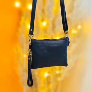Sac à bandoulière en cuir véritable Walla luxueux pour femme, 100% cuir véritable, sangle simple, broderie, portable, résistant à l'eau, antivol, fermeture éclair - Product Image 2