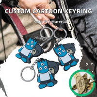 Porte-clés en PVC personnalisé en gros, motif monstre de dessin animé, pendentif en caoutchouc souple 2D, porte-clés réglable en alliage de zinc imprimé en typographie