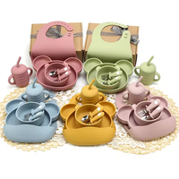 Vente chaude Ensemble d'alimentation pour bébé en silicone écologique non toxique avec un design d'ours de dessin animé Assiette pour tout-petit
