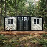 Maison conteneur portable à double aile, insonorisée et économe en énergie, pour projets de glamping en forêt et d'hébergement de camping