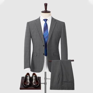 Высококачественный мужской деловой костюм-тройка больших размеров из смесового полиэстера в клетку с отложным воротником - Product Image 3