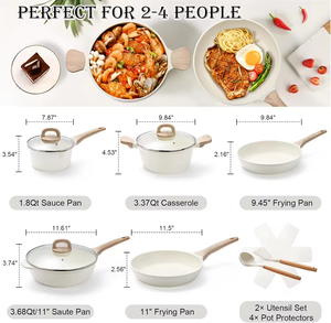 Factory Wholesale 15 Pcs Pots and Pans Set Nonstick <b>Cookware</b> Set Kitchen Cooking Set with Pan Protectors PFAS and PFOA Free - Product Image 2