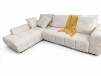 Canapé d'angle moderne de luxe avec design cannelé, canapé en tissu en forme de L pour salon de villa ou appartement