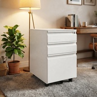 Armoire de rangement métallique à 3 tiroirs, revêtement poudré noir de qualité supérieure, rangement de bureau haut de gamme, antirouille et résistant à l'usure