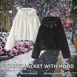Veste d'hiver pour femme avec capuche, couleur unie, manches longues, fermeture éclair, style décontracté, tendance, vente chaude, tissu en polaire 100% polyester - Product Image 2