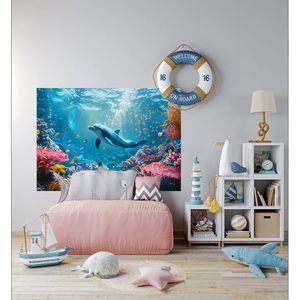 Vibrant 7x5ft Muslin Backdrop Seabed World avec des poissons de corail colorés pour les photoshoots d'aquarium et les décorations de fête - Product Image 1