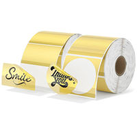 Impresora térmica impermeable personalizada, imprimible, oro, oro, plata, holográfica, precortada, etiquetas redondas, rollo de etiquetas adhesivas térmicas directas