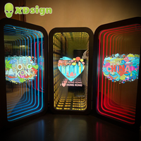 Xdsign Boîte à lumière publicitaire rectangulaire en aluminium personnalisable rapide, miroir infini multicouche, LED, acrylique semi-transparent, ultra-mince