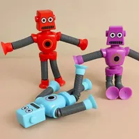 Juguete Antiestrés de Plástico con Ventosa y Tubo Telescópico, Robot Humanoide, para Niños, Alivio de la Ansiedad y el Estrés