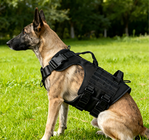 Harness Anjing Taktis Heavy Duty 100% Nilon, Dapat Disesuaikan, Bernapas, Penutup Gesper, Banyak Kantong - Product Image 1