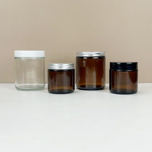 <b>Empty</b> Skin Care Cream Glass <b>Jar</b> 30g 50g 100g 150g 200g Factory Manufacturer Amber Scented Candle Glass <b>Jar</b> with Silver Lid - Product Image 4